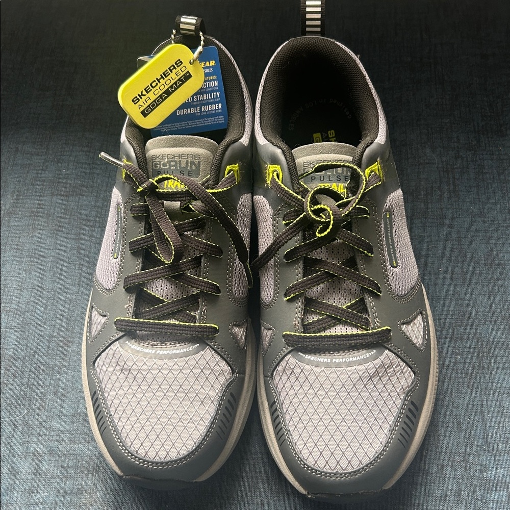 Skechers Gray and Yellow Men's Athletic Shoes